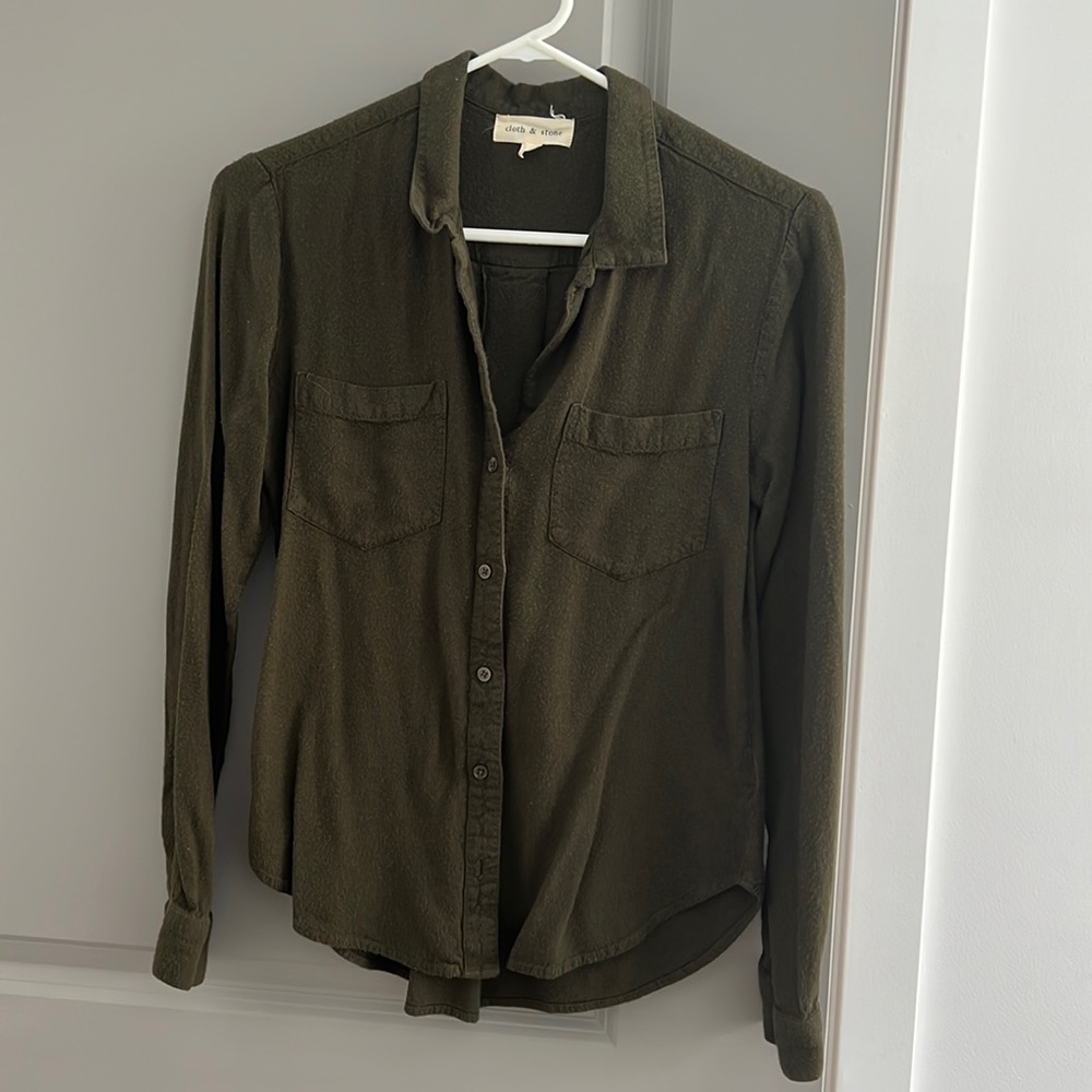Green flannel button down by Cloth & Stone